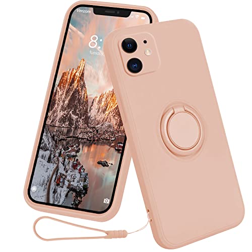 13peas Hülle für iPhone 11/Pro/Pro Max（2019）Handyhülle，Silikon Ständer Case 360 Grad Ringhalter Apple Cover mit band kette Magnetischen Autohalterungen handyhülle (11, Rosa) von 13peas