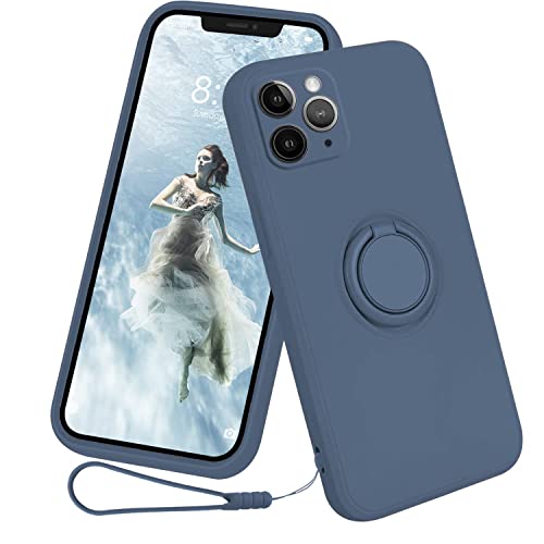 13peas Hülle für iPhone 11/Pro/Pro Max（2019）Handyhülle，Silikon Ständer Case 360 Grad Ringhalter Apple Cover mit band kette Magnetischen Autohalterungen handyhülle (11 Pro, Blau) von 13peas