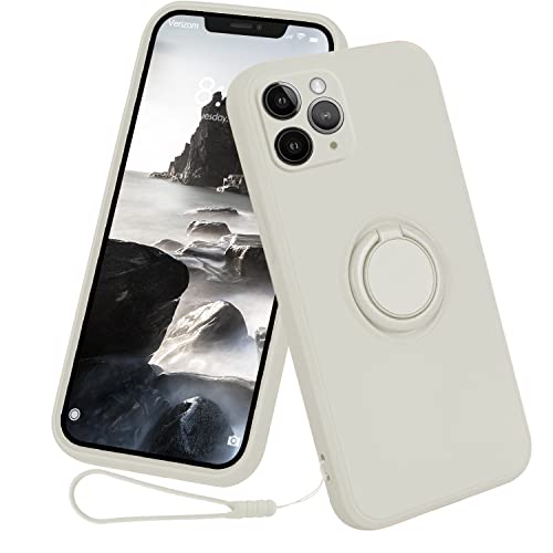 13peas Hülle für iPhone 11/Pro/Pro Max（2019）Handyhülle，Silikon Ständer Case 360 Grad Ringhalter Apple Cover mit band kette Magnetischen Autohalterungen handyhülle (11 Pro, Weiß) von 13peas