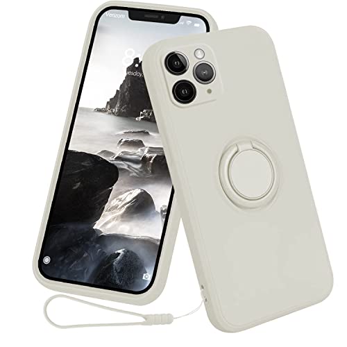 13peas Hülle für iPhone 11/Pro/Pro Max（2019）Handyhülle，Silikon Ständer Case 360 Grad Ringhalter Apple Cover mit band kette Magnetischen Autohalterungen handyhülle (11 Pro Max, Weiß) von 13peas