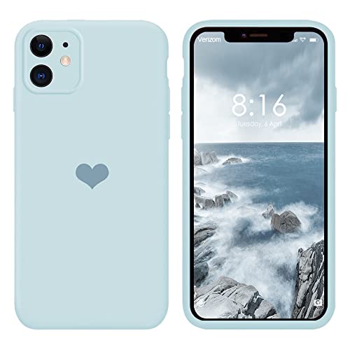 13peas Kompatibel mit iPhone 11/Pro/Pro Max Hülle(2019)，Herz Motiv Muster Liquid Silikon Gummi Ganzkörperschutz Case schutzschale Hüllen Handytasche Etui (Blau, 11) von 13peas