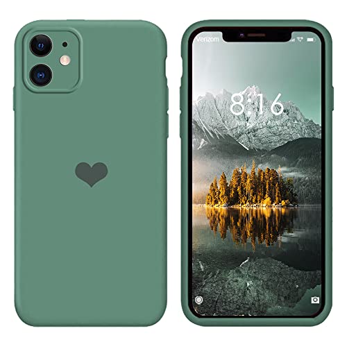 13peas Kompatibel mit iPhone 11/Pro/Pro Max Hülle(2019)，Herz Motiv Muster Liquid Silikon Gummi Ganzkörperschutz Case schutzschale Hüllen Handytasche Etui (Grün, 11) von 13peas