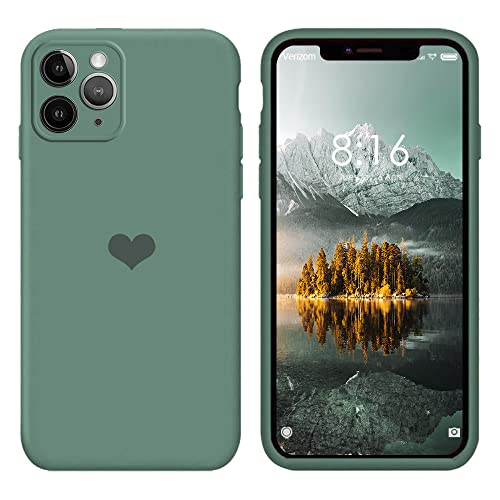 13peas Kompatibel mit iPhone 11/Pro/Pro Max Hülle(2019)，Herz Motiv Muster Liquid Silikon Gummi Ganzkörperschutz Case schutzschale Hüllen Handytasche Etui (Grün, 11 Pro) von 13peas