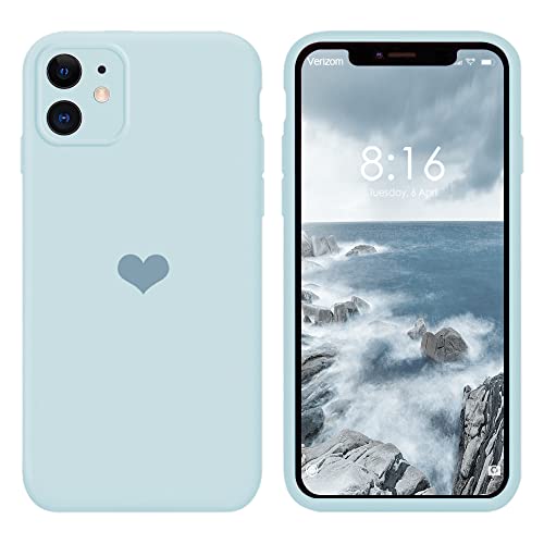 13peas Kompatibel mit iPhone 12 Hülle 6,1''(2020),Herz Motiv Liquid Silikon Gummi Ganzkörperschutz stoßfeste Case schutzschale Hüllen Tasche Handytasche Etui für Apple 12 (Blau) von 13peas