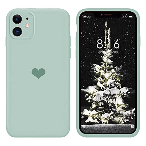 13peas Kompatibel mit iPhone 12 Mini Hülle 5.4''(2020),Herz Motiv Liquid Silikon Gummi Ganzkörperschutz stoßfeste Case schutzschale Hüllen Tasche Handytasche Etui für Apple 12 Mini (Smaragdgrün) von 13peas