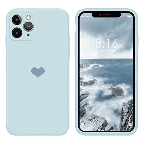 13peas Kompatibel mit iPhone 12 Pro Max Hülle 6,7''(2020),Herz Motiv Liquid Silikon Gummi Ganzkörperschutz stoßfeste Case schutzschale Hüllen Tasche Handytasche Etui für Apple 12 Pro max (Blau) von 13peas