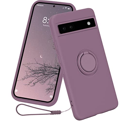 13peas Silikon Hülle für Google Pixel 6a（2022），Ring Case Upgrade 360 Grad Halter Ständer handyhülle mit Band Kette Magnetischen Autohalterungen schutzhülle Cover mit innem Microfaser (Lila) von 13peas