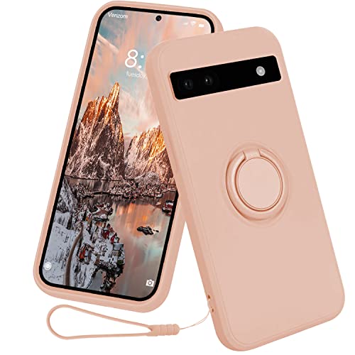 13peas Silikon Hülle für Google Pixel 7 Pro（2022），Ring Case Upgrade 360 Grad Halter Ständer handyhülle mit Band Kette Magnetischen Autohalterungen schutzhülle Cover mit innem Microfaser (Rosa) von 13peas