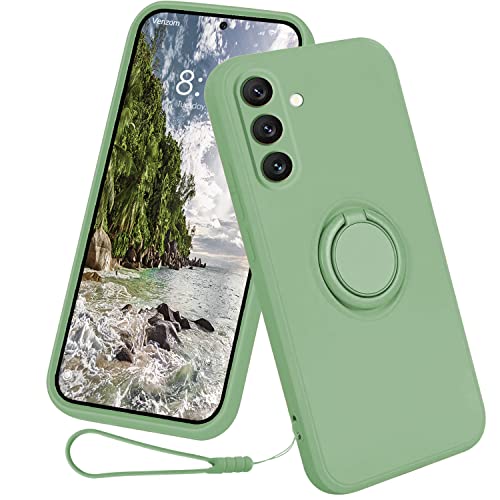 13peas Silikon Hülle für Samsung Galaxy A34（2023 6.6 Zoll），Ring Case Upgrade 360 Grad Halter Ständer handyhülle mit Band Kette Magnetischen Autohalterungen Cover mit innem Microfaser (Hellgrün) von 13peas