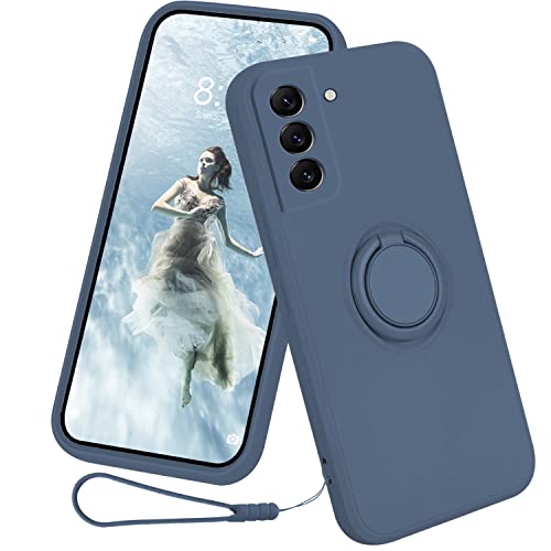 13peas Silikon Hülle für Samsung Galaxy S21 FE 5G（2022），Ring Case Upgrade 360 Grad Halter Ständer handyhülle mit Band Kette Magnetischen Autohalterungen schutzhülle mit innem Microfaser (Blau) von 13peas