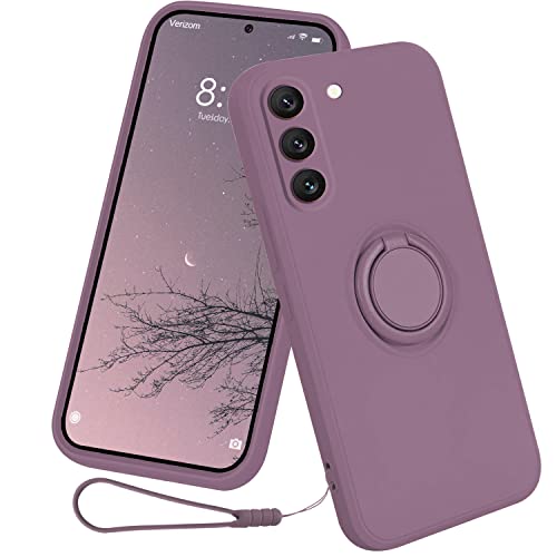 13peas Silikon Hülle für Samsung Galaxy S22 5G（2022 6.1 Zoll），Ring Case Upgrade 360 Grad Halter Ständer handyhülle mit Band Kette Magnetischen Autohalterungen Cover mit innem Microfaser (Lila) von 13peas