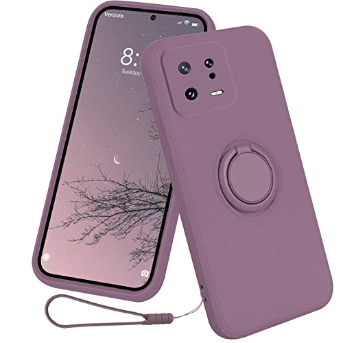 13peas Silikon Hülle für Xiaomi 13 Pro（2023 6.73 Zoll），Ring Case Upgrade 360 Grad Halter Ständer handyhülle mit Band Kette Magnetischen Autohalterungen Cover mit innem Microfaser (Lila) von 13peas