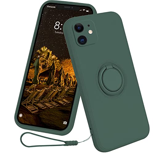 13peas Silikon Hülle für iPhone 11（2019），Ring Case Upgrade 360 Grad Halter Ständer handyhülle mit Band Kette Magnetischen Autohalterungen schutzhülle Cover mit innem Microfaser (Grün) von 13peas