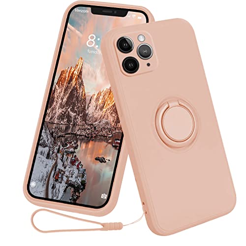 13peas Silikon Hülle für iPhone 11 Pro（2019），Ring Case Upgrade 360 Grad Halter Ständer handyhülle mit Band Kette Magnetischen Autohalterungen schutzhülle Cover mit innem Microfaser (Pink) von 13peas
