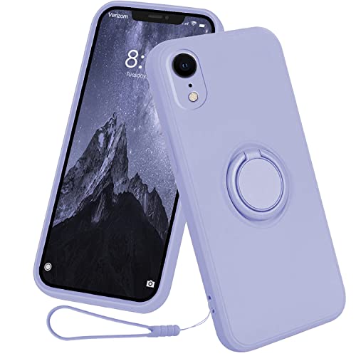 13peas Silikon Hülle für iPhone XR（2018），Ring Case Upgrade 360 Grad Halter Ständer handyhülle mit Band Kette Magnetischen Autohalterungen schutzhülle Cover mit innem Microfaser (Lavendel) von 13peas