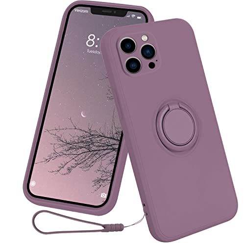 13peas kompatibel mit iPhone 13/Mini/Pro/Pro Max Hülle，Silikon Case 360 Grad Ring Halter Apple Ständer Magnetischen Autohalterungen handyhülle schutzhülle Cover (Lila, Pro Max) von 13peas