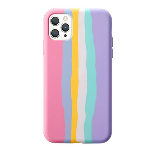 Yesun K Kreative Süße Regenbogen-Streifen Linie für iPhone 11 Pro Liquid Silikon Schutzhülle für Mädchen, Frauen, Männer (Pink) von 168