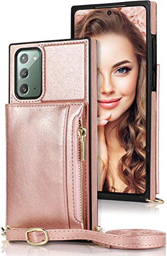 Lederhülle Galaxy Note 20 Ultra Hülle mit Kette und Tasche Premium PU Echtleder Standhülle für Samsung Note 20 Ultra Wallet Case mit Band Etui Brieftasche Handyhülle Note 20 Ultra Case Cover 6.9" von 16Jessie