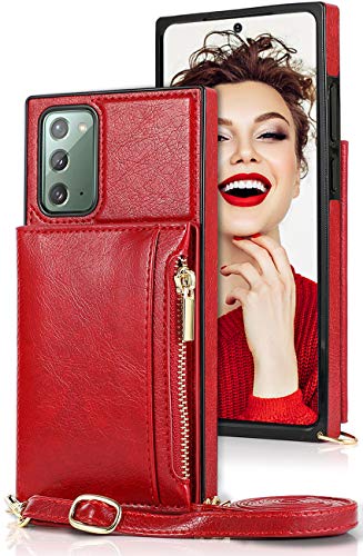 Lederhülle Galaxy Note 20 Ultra Hülle mit Kette und Tasche Premium PU Echtleder Standhülle für Samsung Note 20 Ultra Wallet Case mit Band Etui Brieftasche Handyhülle Note 20 Ultra Case Cover 6.9" von 16Jessie