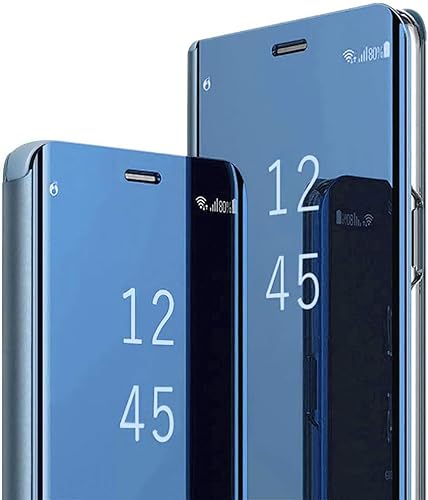für Huawei P30 lite Hülle Leder Flip Case Spiegel Handyhülle Schutzhülle 360 Grad Hard PC Stoßfest Cover Original Ständer Funktion Tasche Etui 6.15'', Blau von 16Jessie