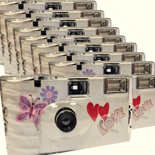 10 x 1A Photo PORST Hochzeitskamera mit Schmetterling/Einwegkamera/Partykamera (je 27 Fotos, mit Blitz, 10-er Pack) von Polaroid