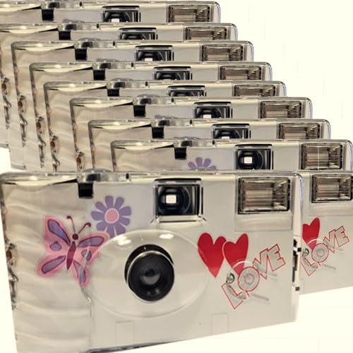 10 x 1A PHOTO PORST Hochzeitskamera mit Schmetterling / Einwegkamera / Partykamera (je 27 Fotos, mit Blitz, 10-er Pack) von 1A PHOTO PORST