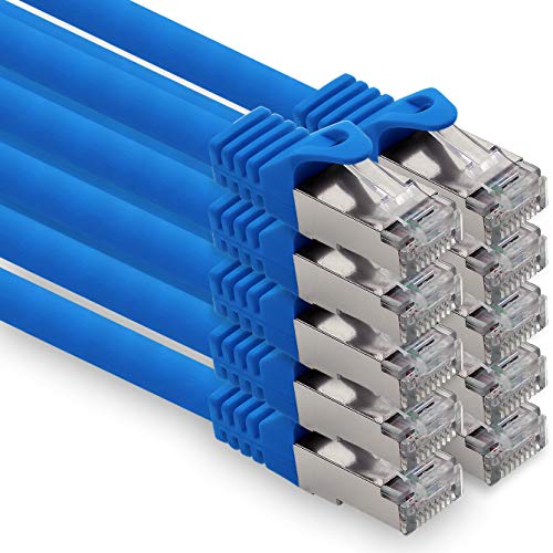 0,25m - blau - 10 Stück CAT.7 Computer Ethernet Kabel Netzwerkkabel (Rohkabel) Patchkabel S-FTP LSZH PIMF 10GB s RJ45 Stecker Cat6a von 1CONN