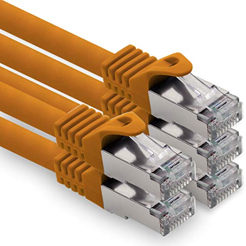 0,25m - orange - 5 Stück CAT.7 Computer Ethernet Kabel Netzwerkkabel (Rohkabel) Patchkabel S-FTP LSZH PIMF 10GB s RJ45 Stecker Cat6a von 1CONN