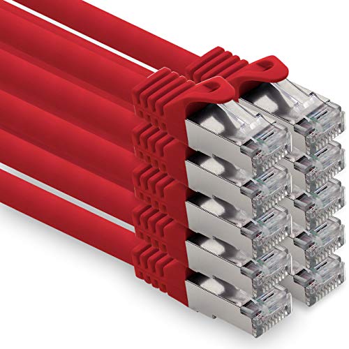 0,25m - rot - 10 Stück CAT.7 Computer Ethernet Kabel Netzwerkkabel (Rohkabel) Patchkabel S-FTP LSZH PIMF 10GB s RJ45 Stecker Cat6a von 1CONN