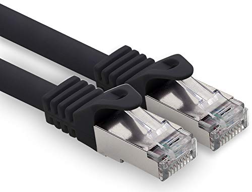 0,25m - schwarz - 1 Stück CAT.7 Computer Ethernet Kabel Netzwerkkabel (Rohkabel) Patchkabel S-FTP LSZH PIMF 10GB s RJ45 Stecker Cat6a von 1CONN