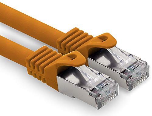 0,5m - orange - 1 Stück CAT.7 Computer Ethernet Kabel Netzwerkkabel (Rohkabel) Patchkabel S-FTP LSZH PIMF 10GB s RJ45 Stecker Cat6a von 1CONN