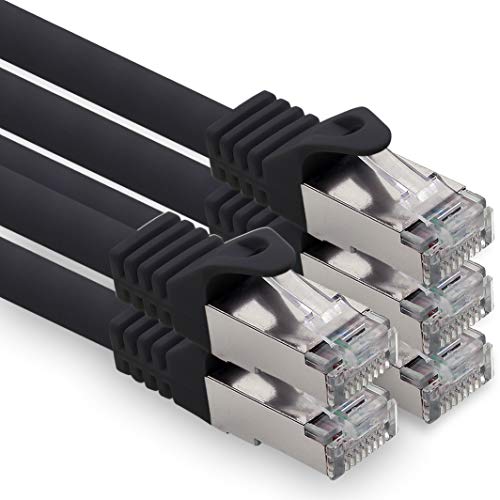 0,5m - schwarz - 5 Stück CAT.7 Computer Ethernet Kabel Netzwerkkabel (Rohkabel) Patchkabel S-FTP LSZH PIMF 10GB s RJ45 Stecker Cat6a von 1CONN