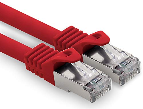 1,0m - rot - 1 Stück CAT.7 Computer Ethernet Kabel Netzwerkkabel (Rohkabel) Patchkabel S-FTP LSZH PIMF 10GB s RJ45 Stecker Cat6a von 1CONN