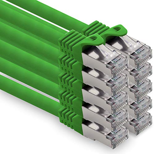 1,5m - grün - 10 Stück CAT.7 Computer Ethernet Kabel Netzwerkkabel (Rohkabel) Patchkabel S-FTP LSZH PIMF 10GB s RJ45 Stecker Cat6a von 1CONN