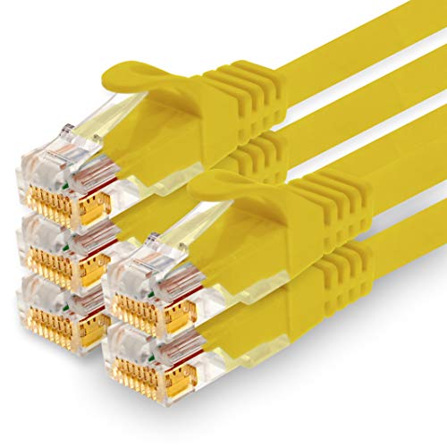 1CONN - 0,25m Netzwerkkabel, Ethernet, Lan & Patchkabel für maximale Internet Geschwindigkeit & verbindet alle Geräte mit RJ 45 Buchse Gelb - 5 Stück von 1CONN