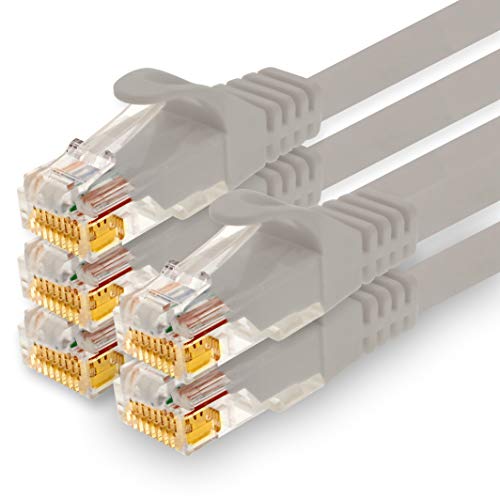 1CONN - 0,25m Netzwerkkabel, Ethernet, Lan & Patchkabel für maximale Internet Geschwindigkeit & verbindet alle Geräte mit RJ 45 Buchse grau - 5 Stück von 1CONN
