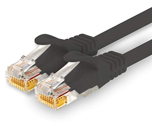 1CONN - 0,25m Netzwerkkabel, Ethernet, Lan & Patchkabel für maximale Internet Geschwindigkeit & verbindet alle Geräte mit RJ 45 Buchse schwarz - 1 Stück von 1CONN