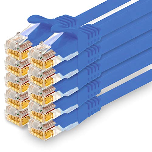 1CONN - 0,5m Netzwerkkabel, Ethernet, Lan & Patchkabel für maximale Internet Geschwindigkeit & verbindet alle Geräte mit RJ 45 Buchse blau - 10 Stück von 1CONN
