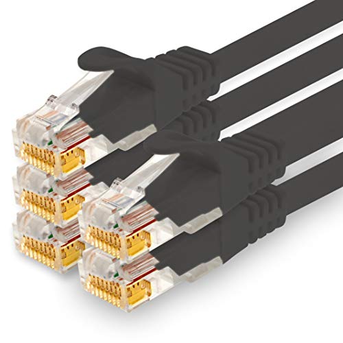 1CONN - 0,5m Netzwerkkabel, Ethernet, Lan & Patchkabel für maximale Internet Geschwindigkeit & verbindet alle Geräte mit RJ 45 Buchse schwarz - 5 Stück von 1CONN