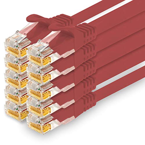 1CONN - 1,0m Netzwerkkabel, Ethernet, Lan & Patchkabel für maximale Internet Geschwindigkeit & verbindet alle Geräte mit RJ 45 Buchse rot - 10 Stück von 1CONN