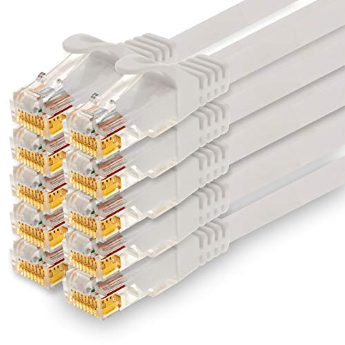 1CONN - 1,0m Netzwerkkabel, Ethernet, Lan & Patchkabel für maximale Internet Geschwindigkeit & verbindet alle Geräte mit RJ 45 Buchse weiss - 10 Stück von 1CONN