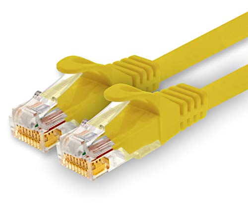 1CONN - 1,5m Netzwerkkabel, Ethernet, Lan & Patchkabel für maximale Internet Geschwindigkeit & verbindet alle Geräte mit RJ 45 Buchse Gelb - 1 Stück von 1CONN