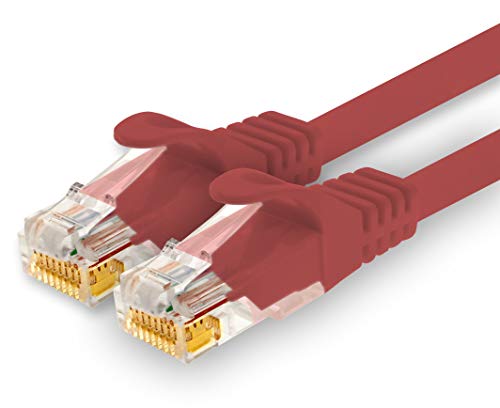 1CONN - 1,5m Netzwerkkabel, Ethernet, Lan & Patchkabel für maximale Internet Geschwindigkeit & verbindet alle Geräte mit RJ 45 Buchse rot - 1 Stück von 1CONN