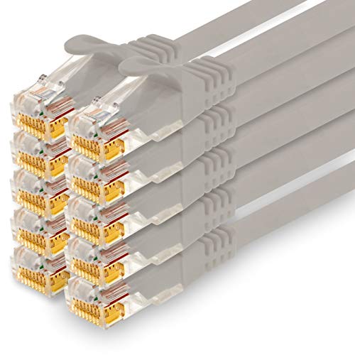 1CONN - 10m Netzwerkkabel, Ethernet, Lan & Patchkabel für maximale Internet Geschwindigkeit & verbindet alle Geräte mit RJ 45 Buchse grau - 10 Stück von 1CONN