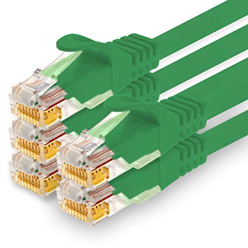 1CONN - 10m Netzwerkkabel, Ethernet, Lan & Patchkabel für maximale Internet Geschwindigkeit & verbindet alle Geräte mit RJ 45 Buchse grün - 5 Stück von 1CONN