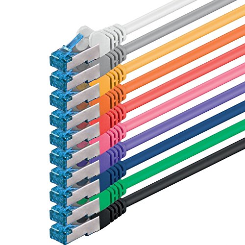 1CONN 10x 2.0 M - CAT-6a Netzwerk-Kabel Ethernet Cable Lan Patch RJ-45 Stecker SFTP 10GB/s - 10 Stück 10 Farben von 1CONN