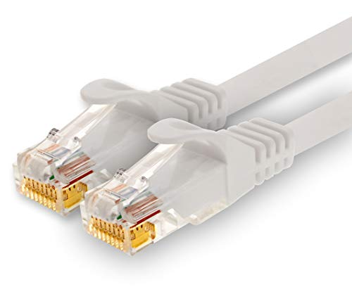 1CONN - 5,0m Netzwerkkabel, Ethernet, Lan & Patchkabel für maximale Internet Geschwindigkeit & verbindet alle Geräte mit RJ 45 Buchse weiss - 1 Stück von 1CONN
