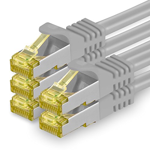 1CONN 5x 0.25 M - CAT-7 Cat.7 Netzwerk-Kabel, Ethernet, Lan & Patch Kabel RJ-45 SFTP 10GB/s - grau von 1CONN
