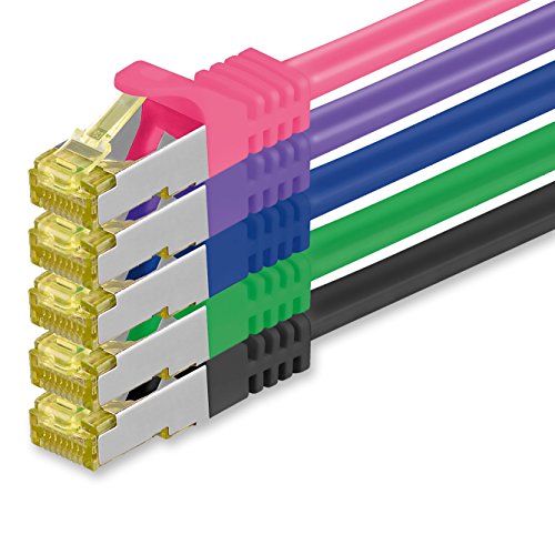 1CONN 5x 0.5 M - CAT-7 Cat.7 Netzwerk-Kabel, Ethernet, Lan & Patch Kabel RJ-45 SFTP 10GB/s - 5 Farben 02 von 1CONN