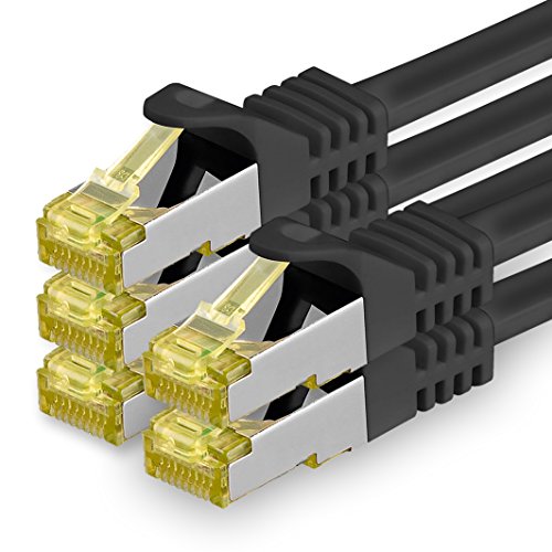 1CONN 5x 2.0 M - CAT-7 Cat.7 Netzwerk-Kabel, Ethernet, Lan & Patch Kabel RJ-45 SFTP 10GB/s - schwarz von 1CONN